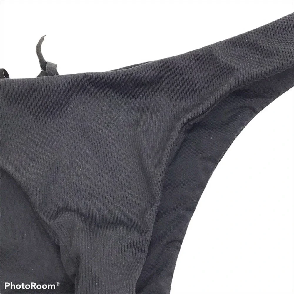 Koral solid black ribbed bikini bottoms cheeky - Picture 3 of 6